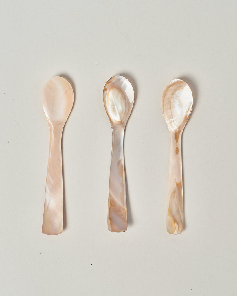 Natural pink mother of pearl serving spoon