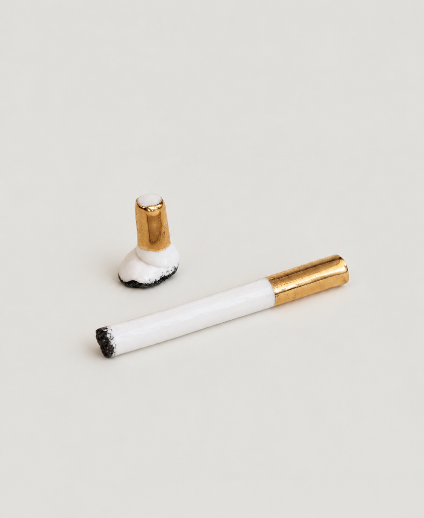 24k Gold Porcelain Cigarette + Butt