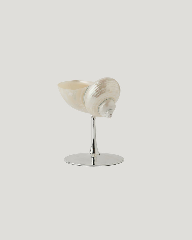 Vintage seashell wine glass with silver stem