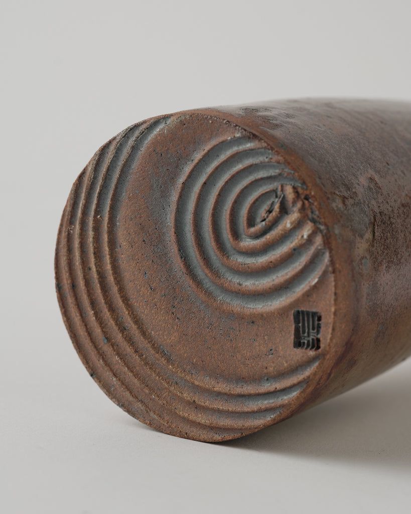 Wheel Thrown Stoneware Ikebana Vase with Porcelain Slip Textured Top