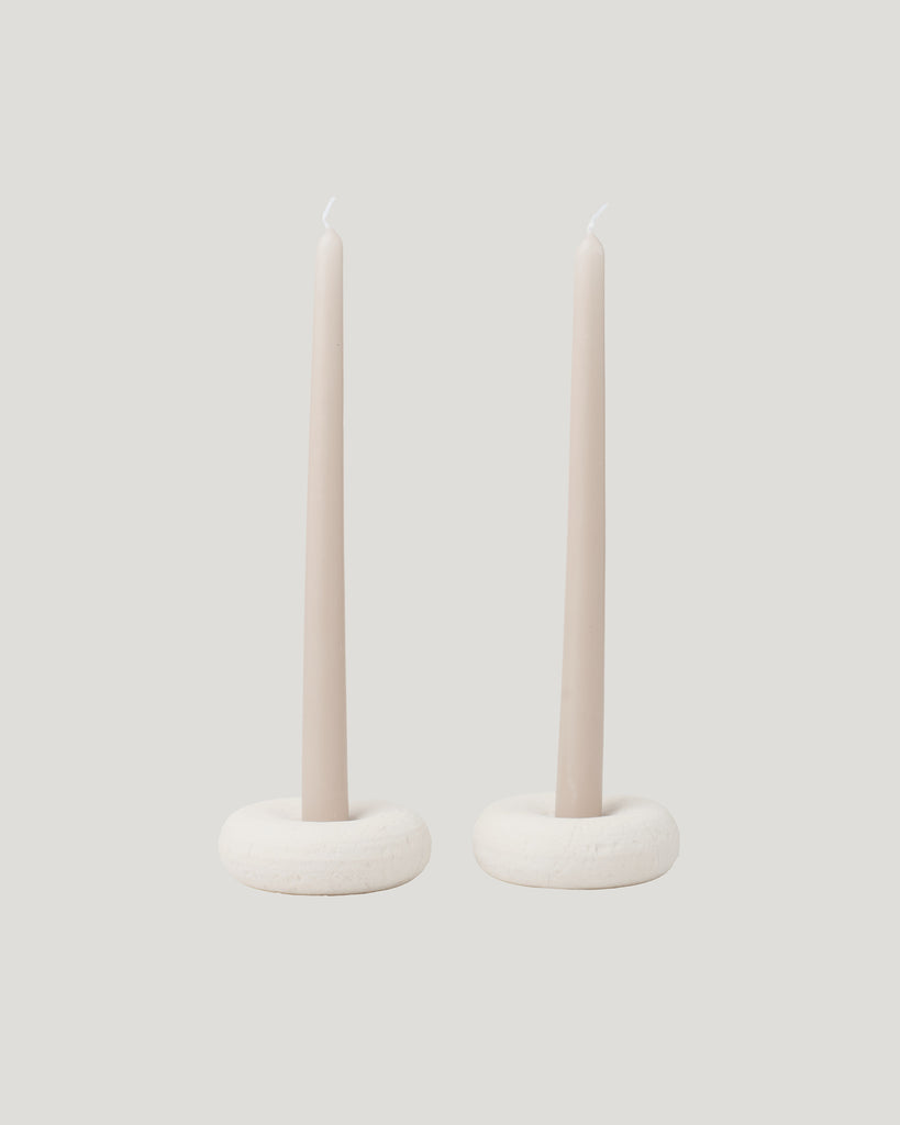 Donut Candle Holder, Crema Marfil Marble
