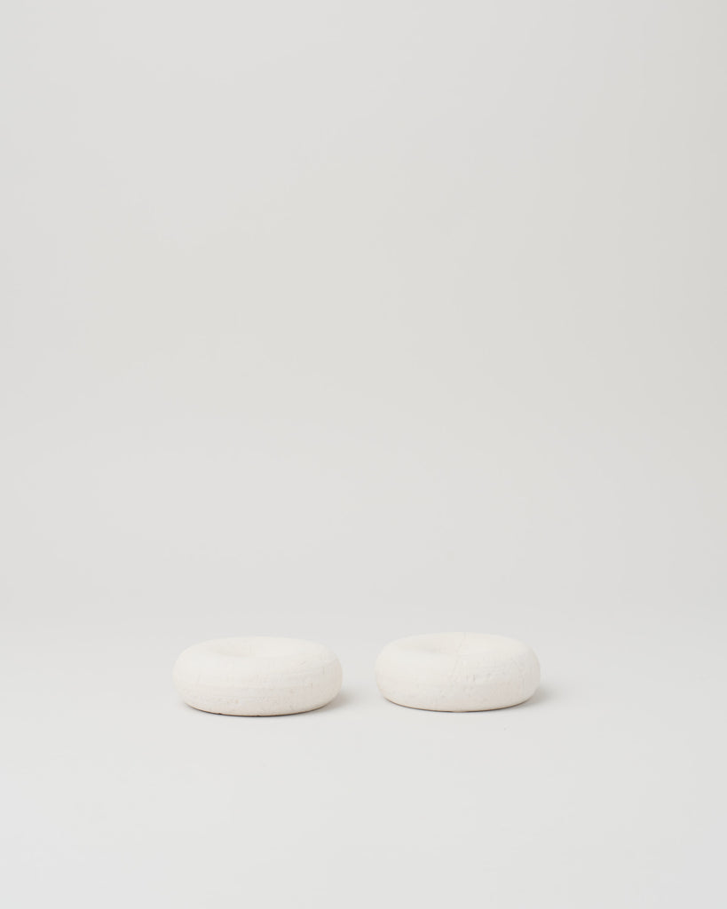 Donut Candle Holder, Crema Marfil Marble
