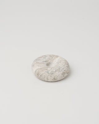 Donut Candle Holder, Gray Travertine Marble