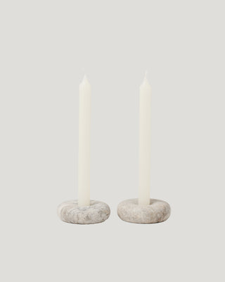 Donut Candle Holder, Gray Travertine Marble