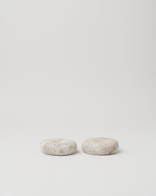 Donut Candle Holder, Gray Travertine Marble