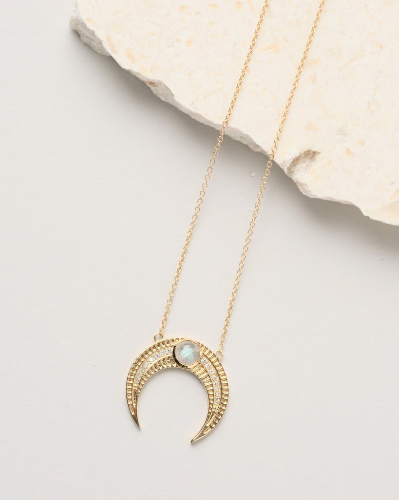Laboradorite Large Horn Necklace