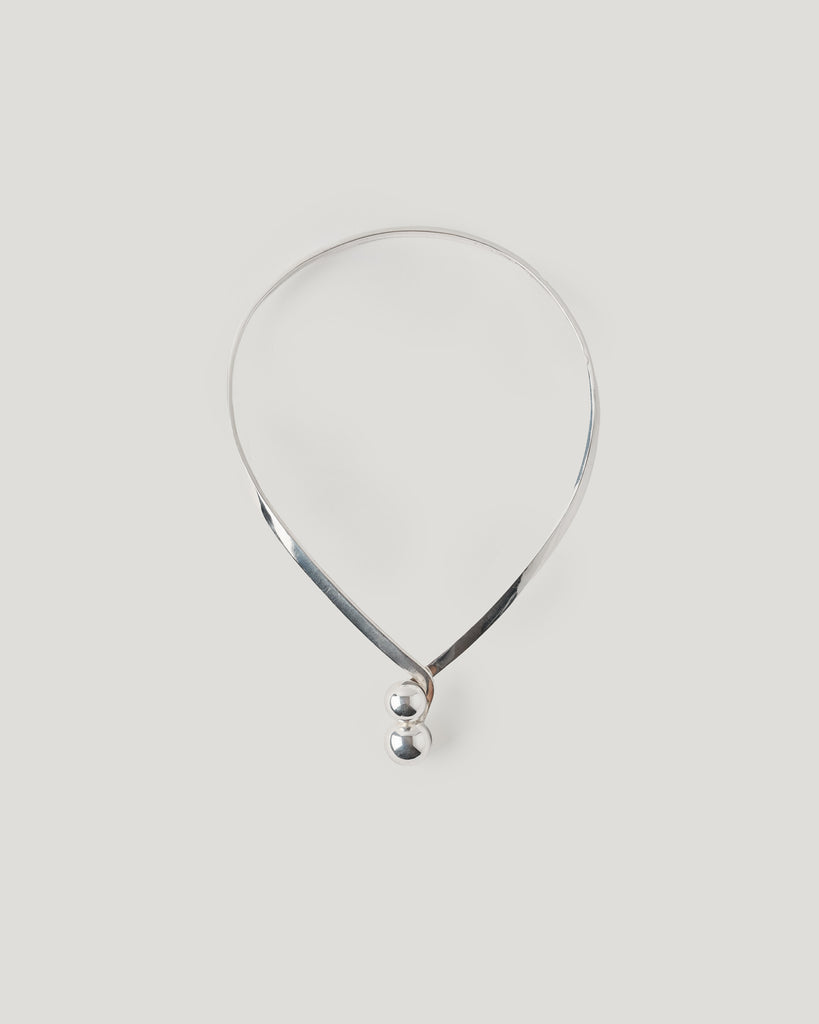 Vintage Double Orb Crossover Sterling Silver Collar