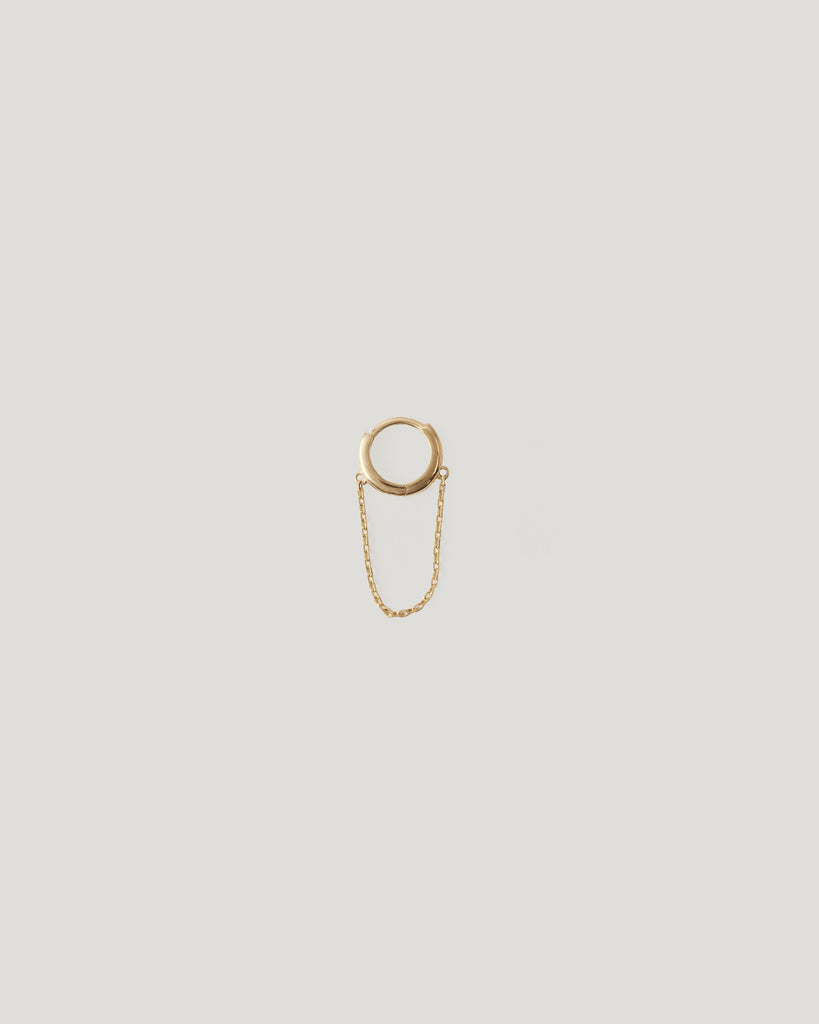 10k Solid Gold Huggie Dangle Chain Single