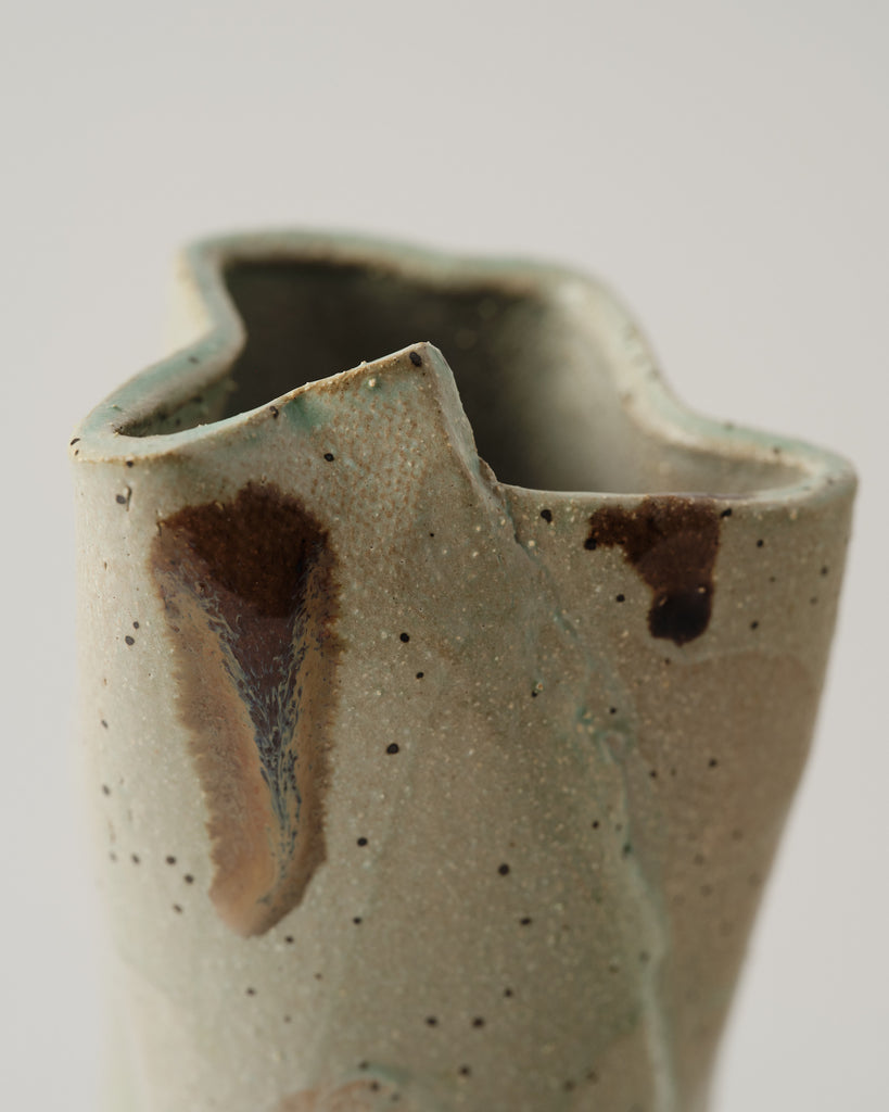 Light Green and Beige Abstract Vase