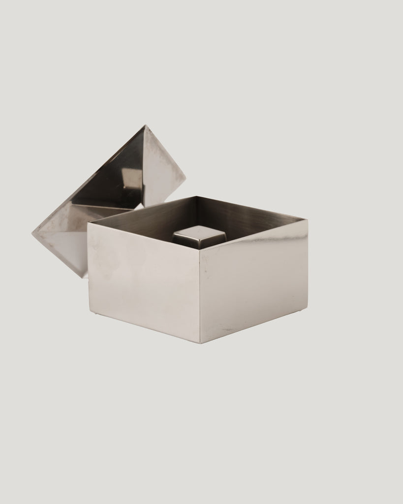 Vintage Brushed Steel Ashtray with Lid