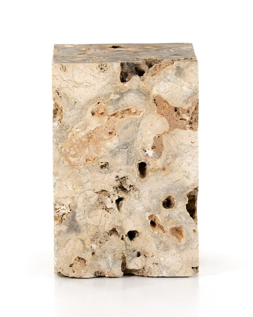 Travertine End Table