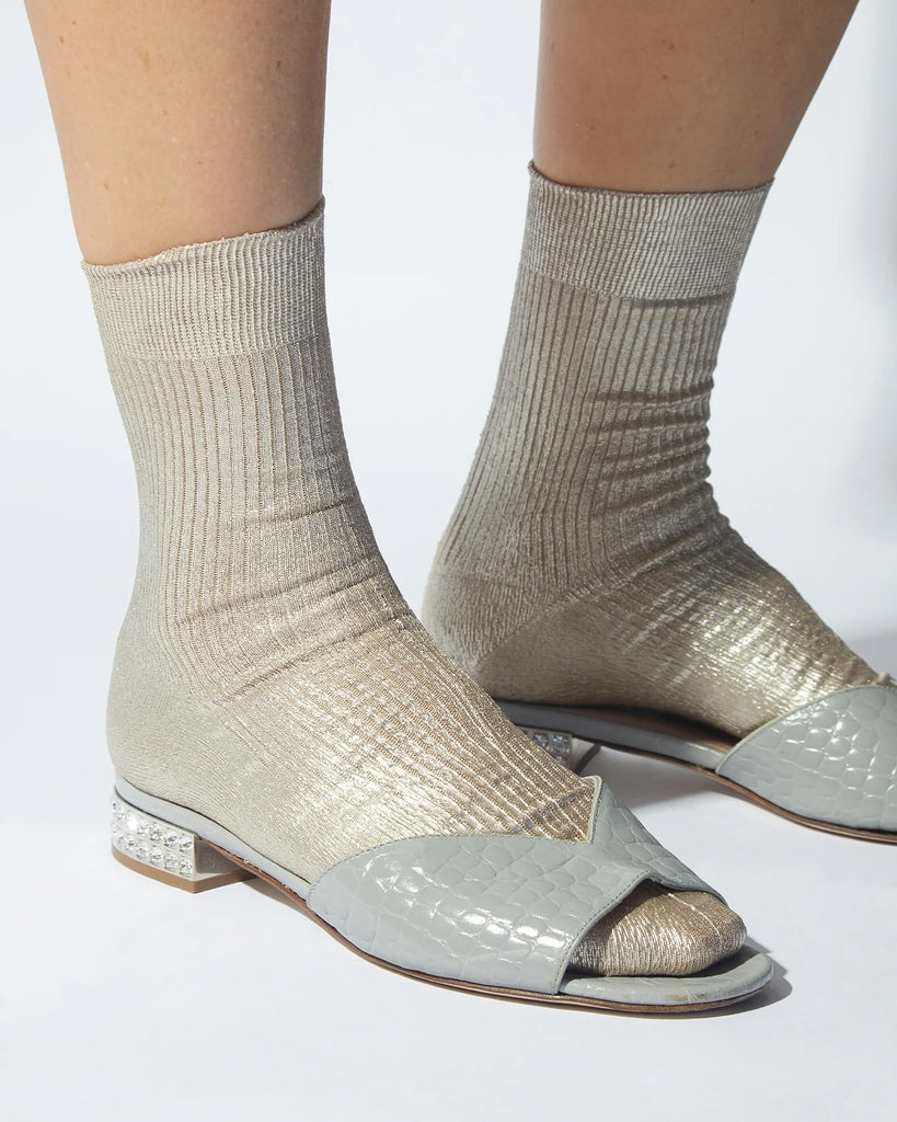 Iridescent Ribbed Sock