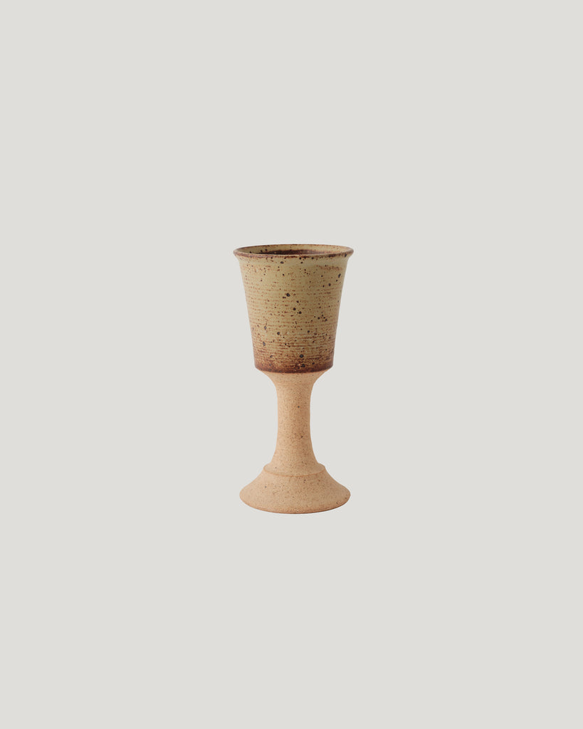 Vintage Handcrafted Stoneware Goblets: Pair of 2