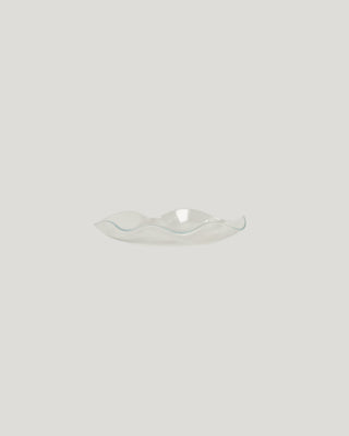 Sculptural flower-shaped glass serving plate in Opal