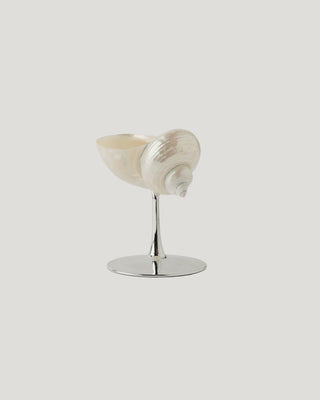 Vintage seashell wine glass with silver stem