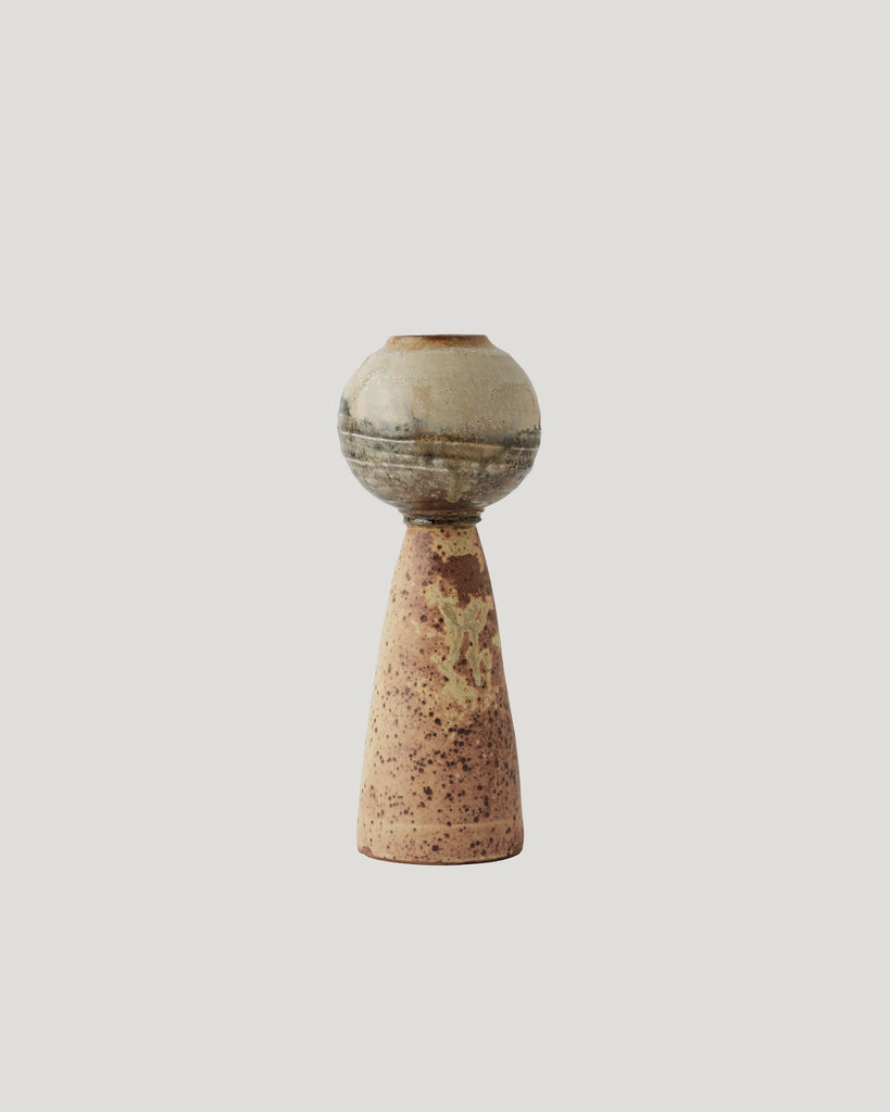Tall Ikebana Vase in Shino, Burke’s Orange, and Matte White