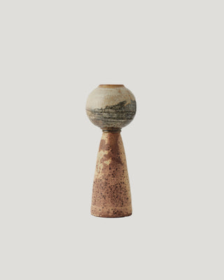 Tall Ikebana Vase in Shino, Burke’s Orange, and Matte White