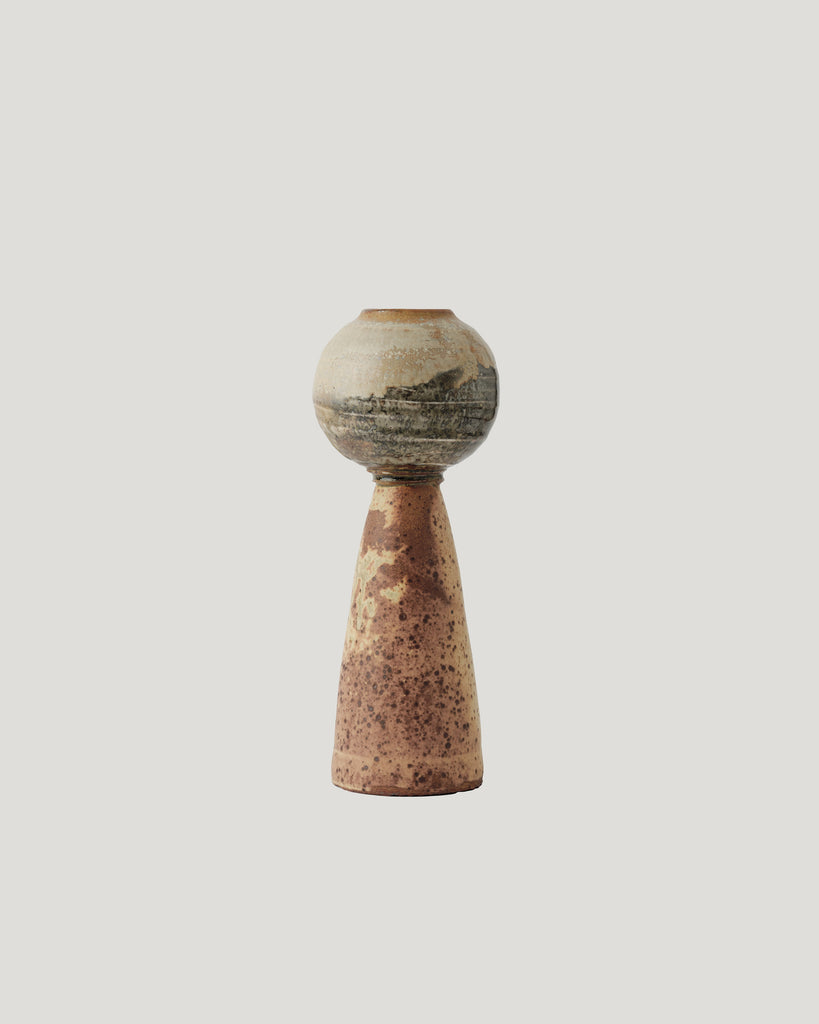 Tall Ikebana Vase in Shino, Burke’s Orange, and Matte White