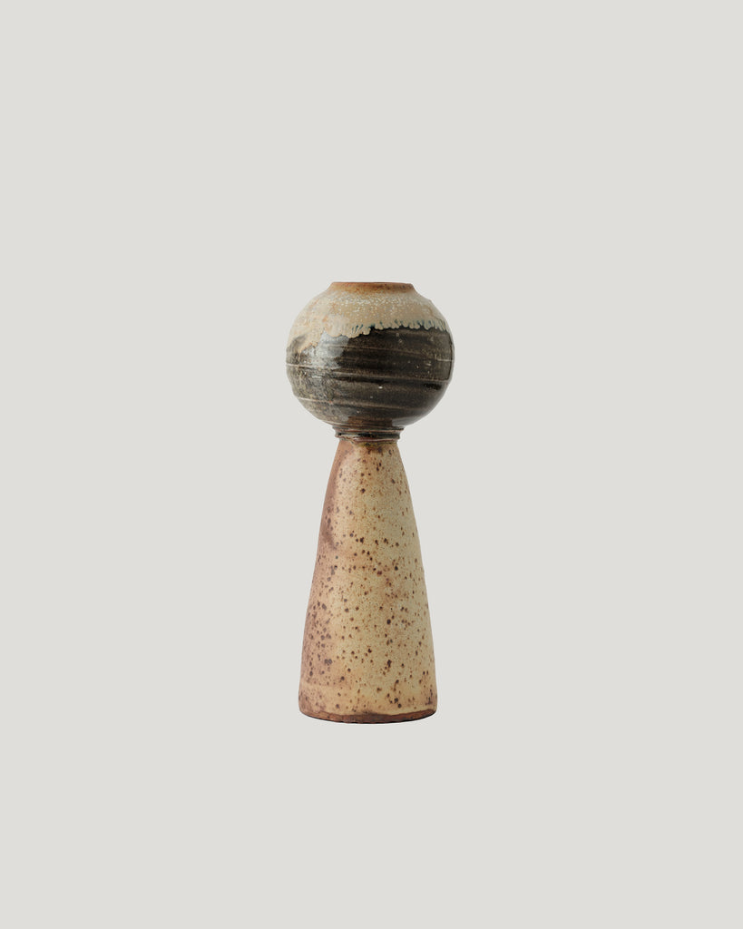 Tall Ikebana Vase in Shino, Burke’s Orange, and Matte White