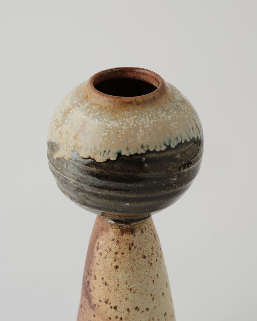 Tall Ikebana Vase in Shino, Burke’s Orange, and Matte White