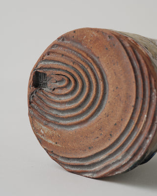 Wheel Thrown Stoneware Ikebana Vase with Porcelain Slip Textured Base