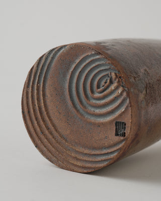 Wheel Thrown Stoneware Ikebana Vase with Porcelain Slip Textured Top