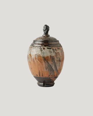 Stoneware Urn in Shino with Rutile Flashing on White Slip