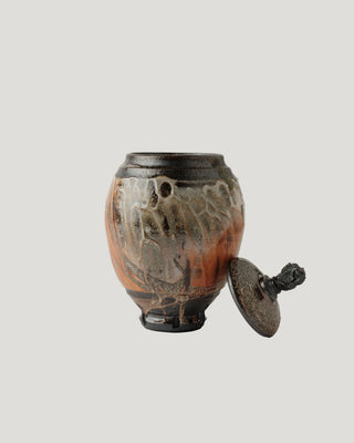 Stoneware Urn in Shino with Rutile Flashing on White Slip