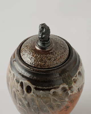 Stoneware Urn in Shino with Rutile Flashing on White Slip