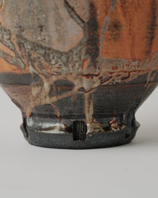 Stoneware Urn in Shino with Rutile Flashing on White Slip