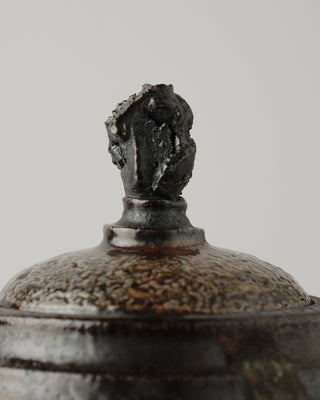 Stoneware Urn in Shino with Rutile Flashing on White Slip