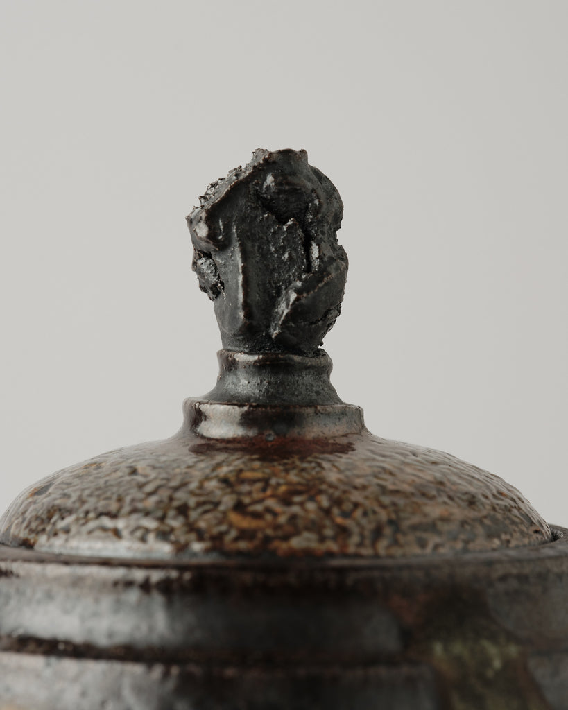 Stoneware Urn in Shino with Rutile Flashing on White Slip