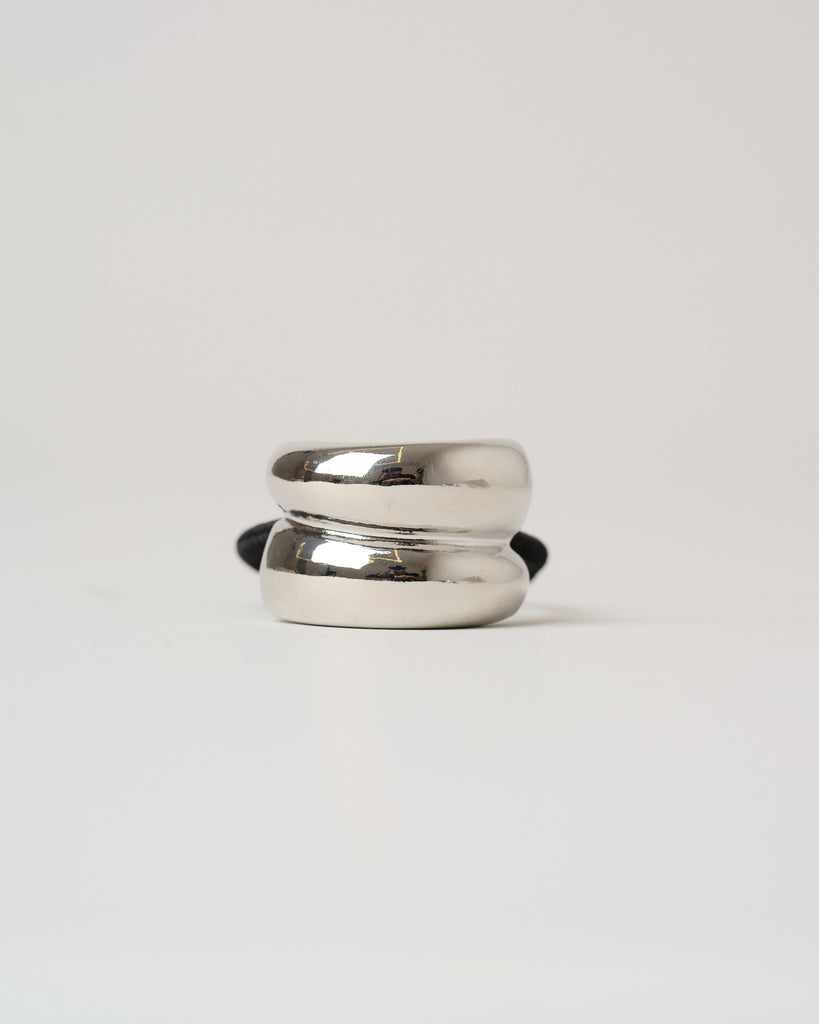 Mini Double Arch Metal Ponytail Hair Tie Silver