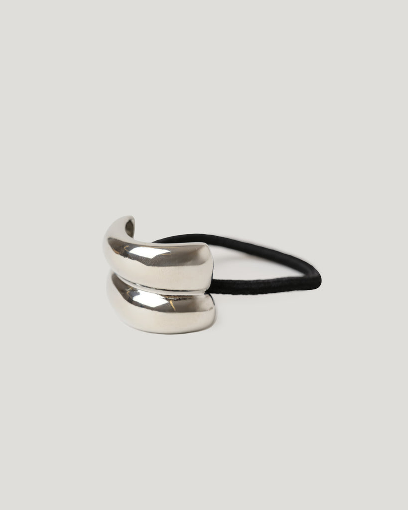 Mini Double Arch Metal Ponytail Hair Tie Silver