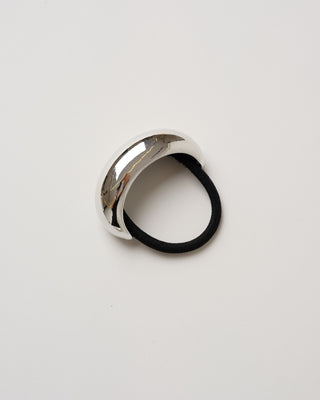 Wide Crescent Metal Ponytail Hair Tie Silver