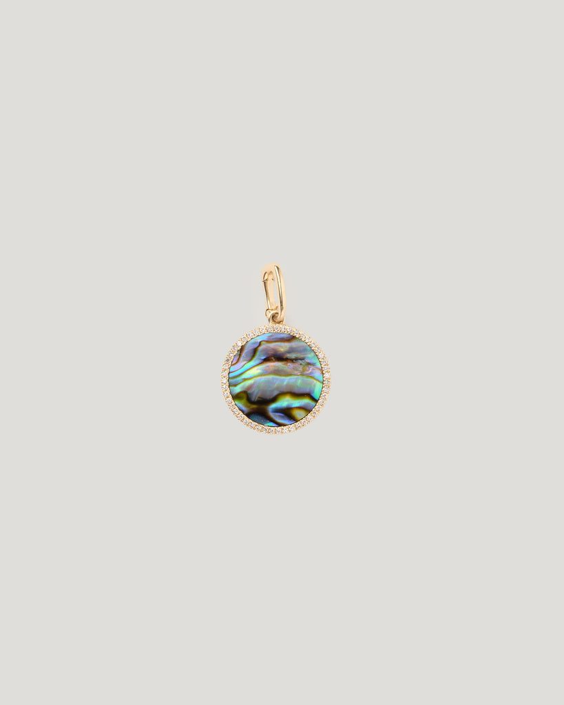 Mother of Pearl Circle Diamond Charm