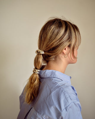 Mini Double Arch Metal Ponytail Hair Tie Silver