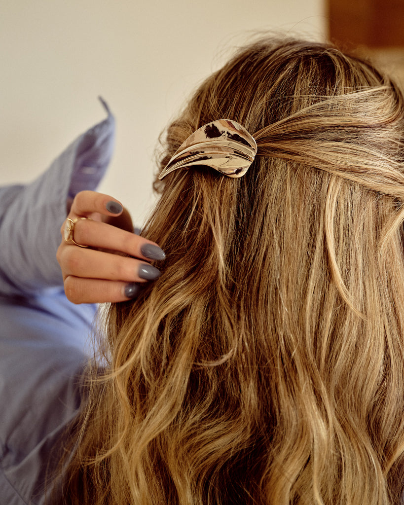 Leaf Metal Barrette Hair Clip Silver