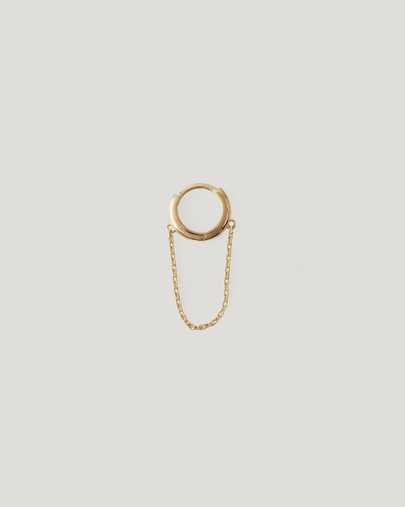 10k Solid Gold Huggie Dangle Chain Single