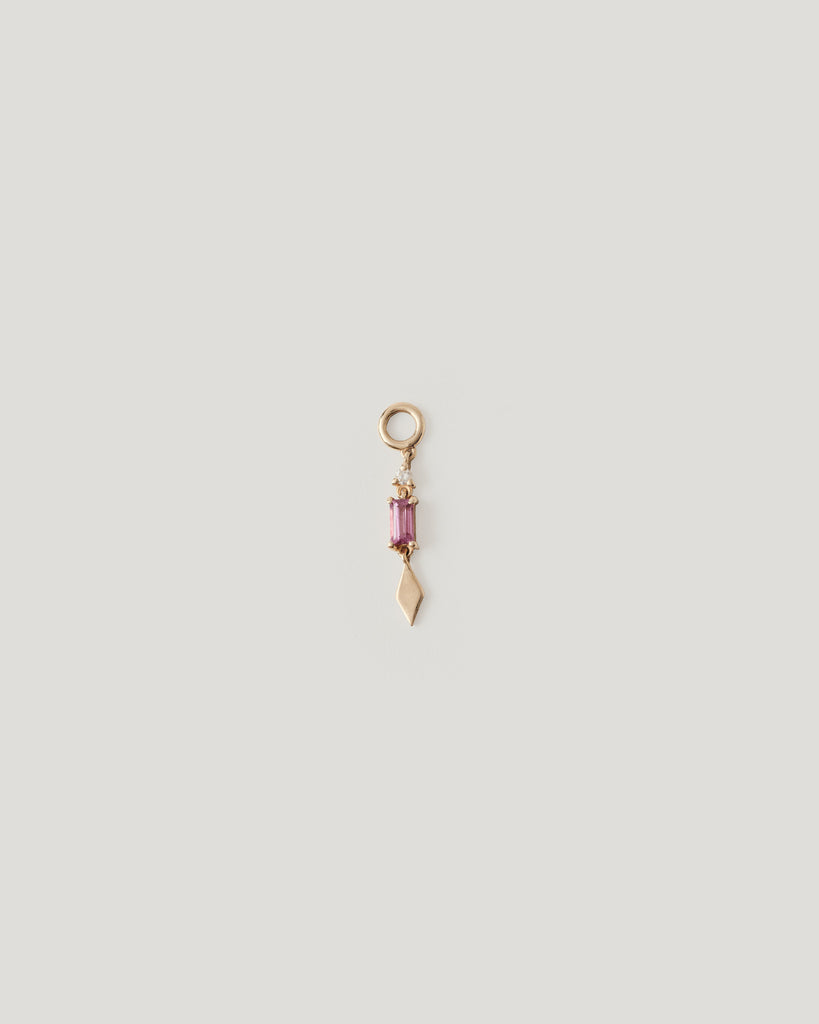 Rhodolite Garnet & Diamond Earring Charm 9k Gold