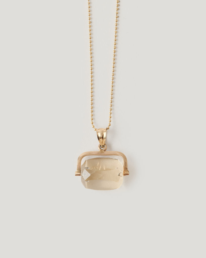 Vintage Citrine Bar Pendant 14k Yellow Gold