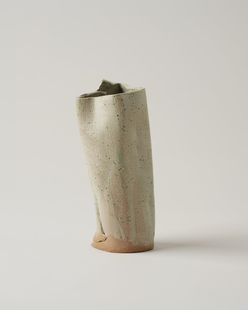 Light Green and Beige Abstract Vase
