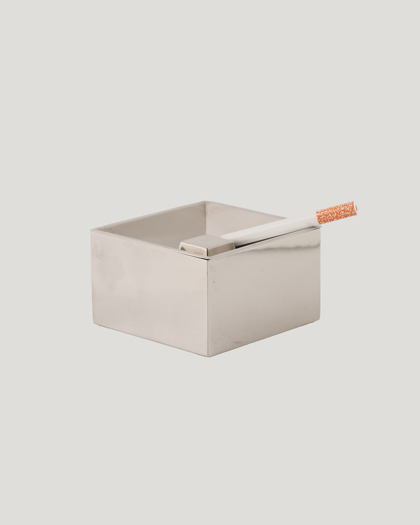 Vintage Brushed Steel Ashtray with Lid