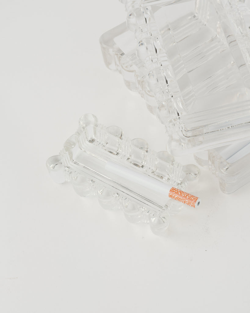 Vintage Constellation Clear Glass Cigarette Box