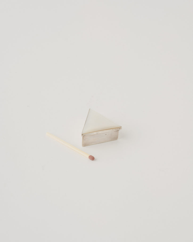 Tiny Triangular Silver and Mother of Pearl Box