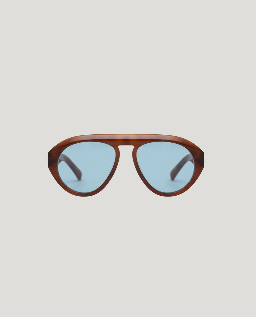 Val Sunglasses in Light Brown Blue Lens