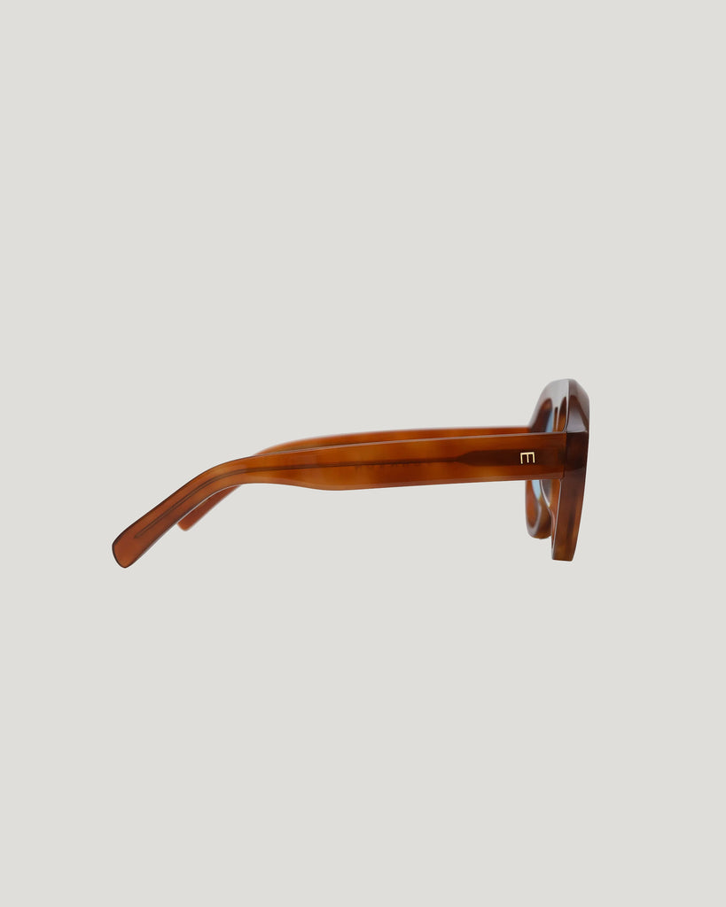 Val Sunglasses in Light Brown Blue Lens