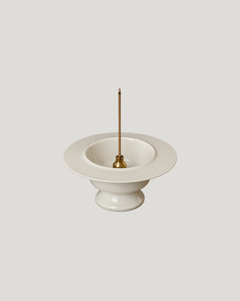 White Pedestal Incense Holder