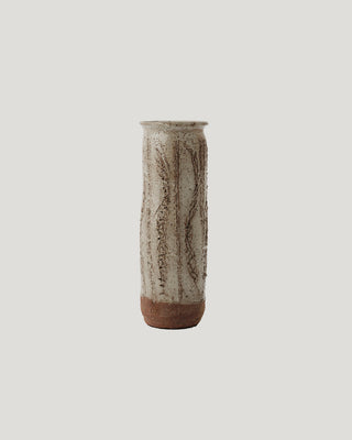 Vintage Sage & Brown Tall Vase