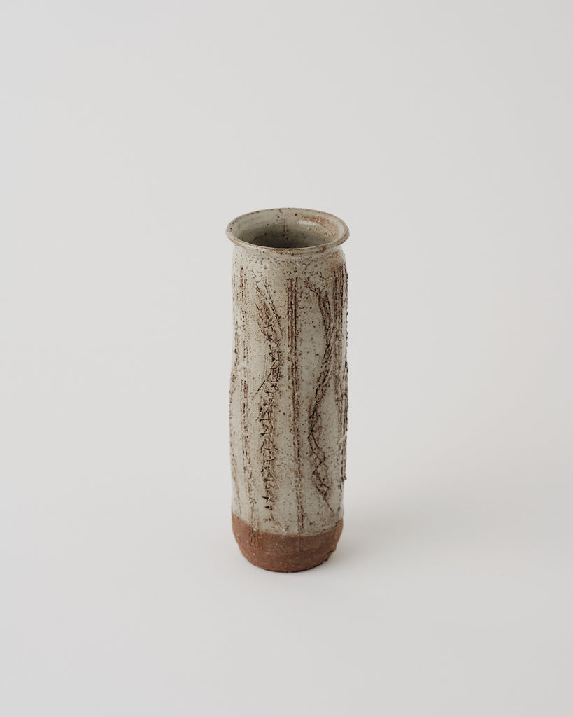 Vintage Sage & Brown Tall Vase